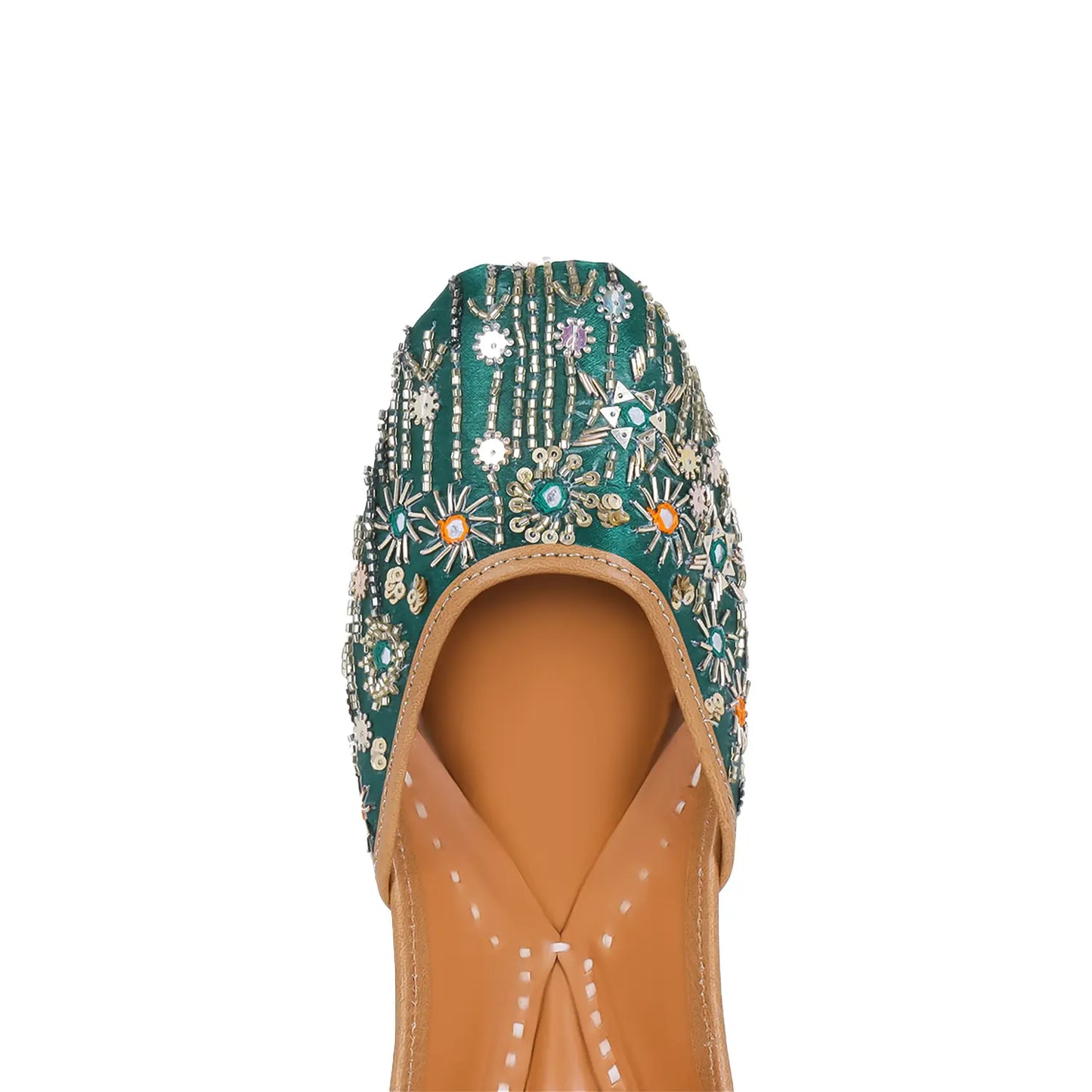 Emerald Blossom Embroidered Juttis