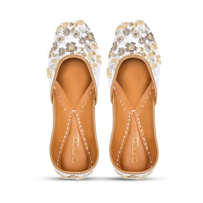 Golden Blossom Embroidered Juttis