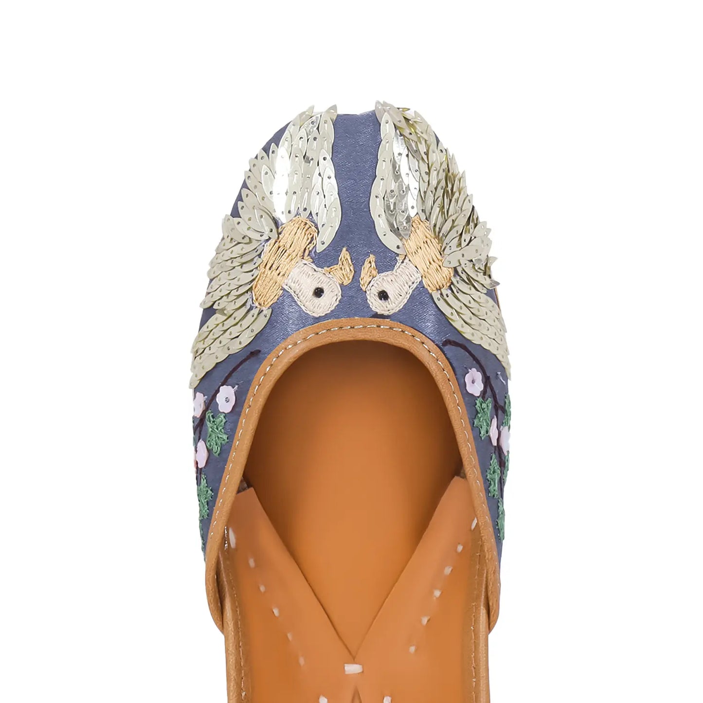 Birds of Paradise Silver Embroidered Juttis