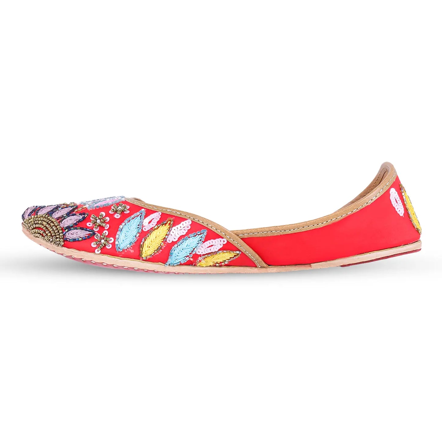 Fiery Bloom Embroidered Juttis