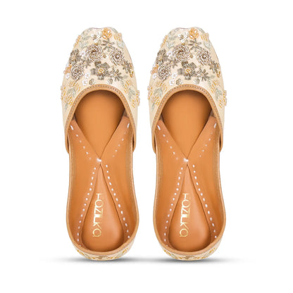 Golden Bloom Embroidered Juttis