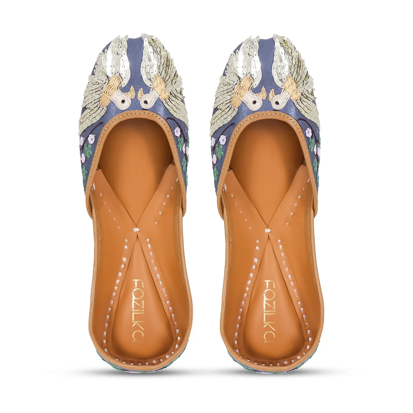 Birds of Paradise Silver Embroidered Juttis