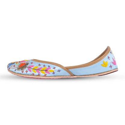 Azure Bloom Embroidered Juttis