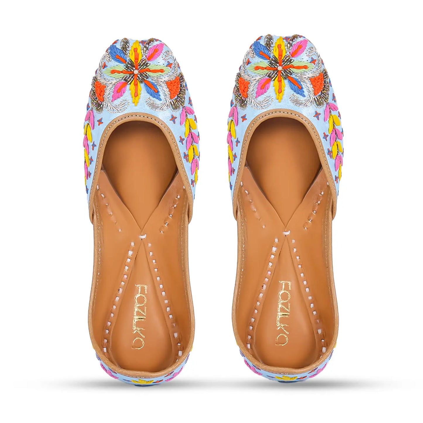 Azure Bloom Embroidered Juttis