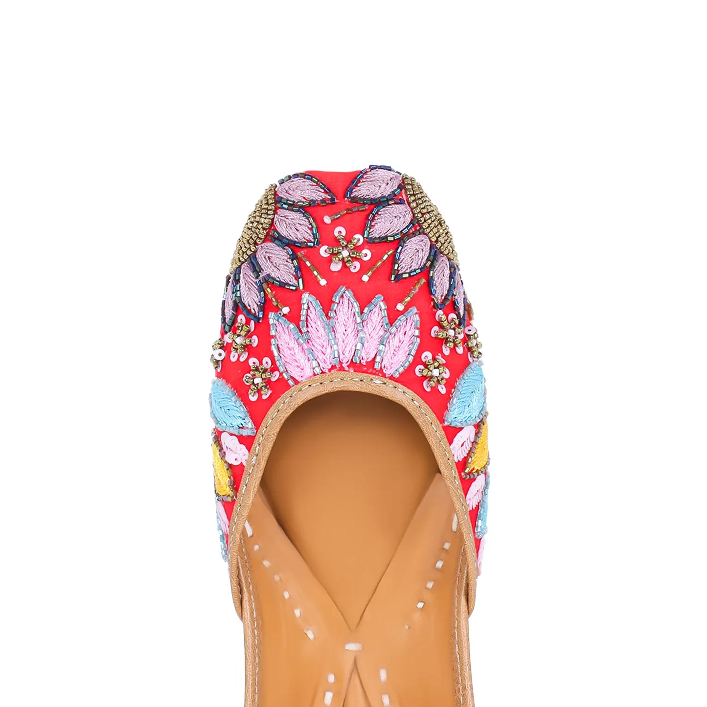 Fiery Bloom Embroidered Juttis