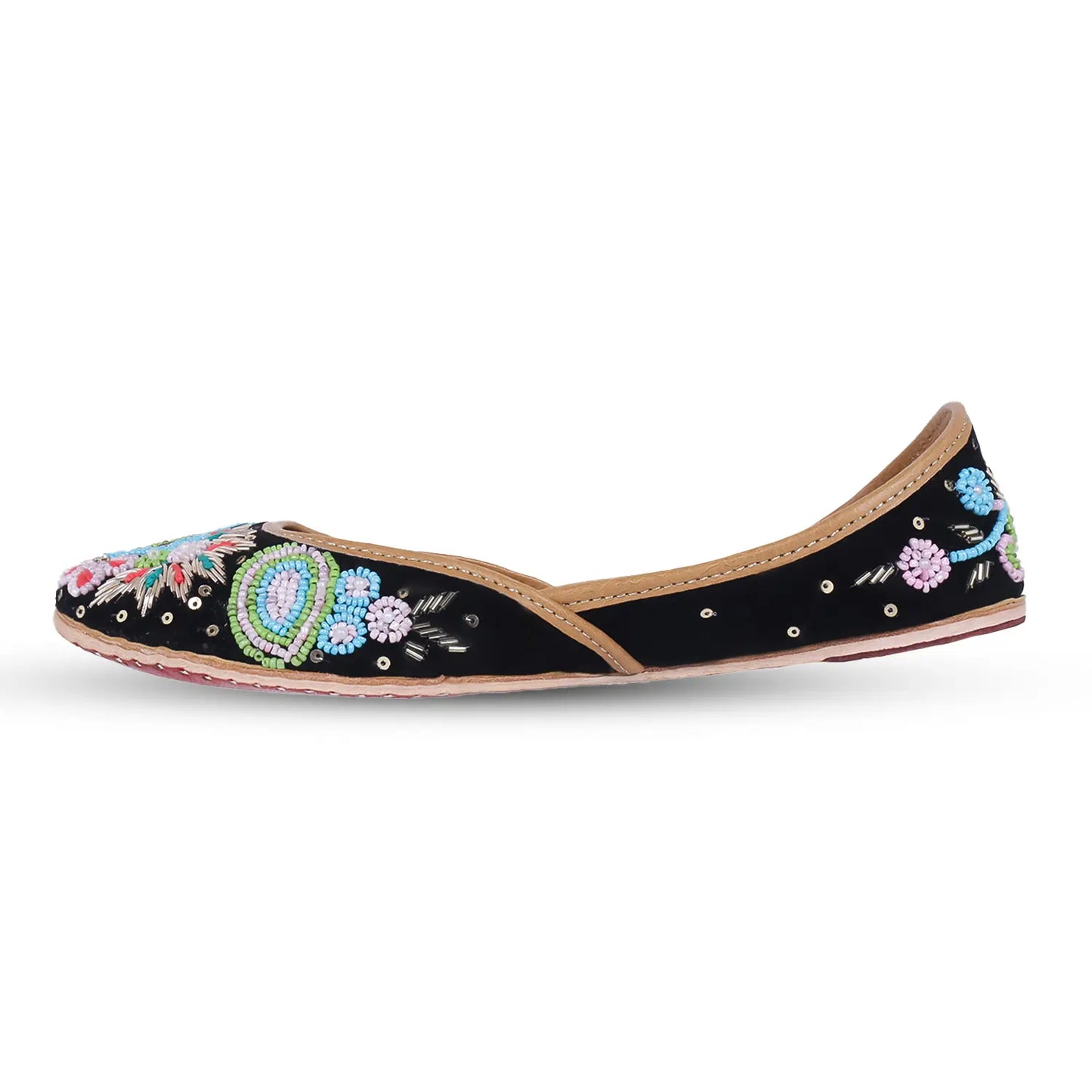 Midnight Bloom Embroidered Juttis