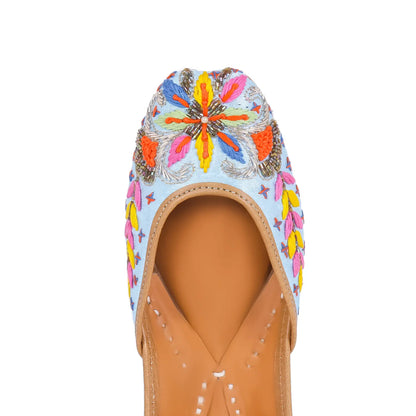 Azure Bloom Embroidered Juttis