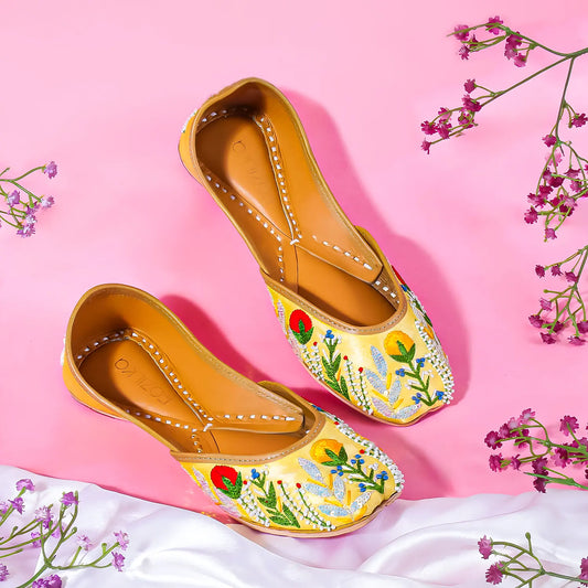 Floral Sunshine Embroidered Juttis