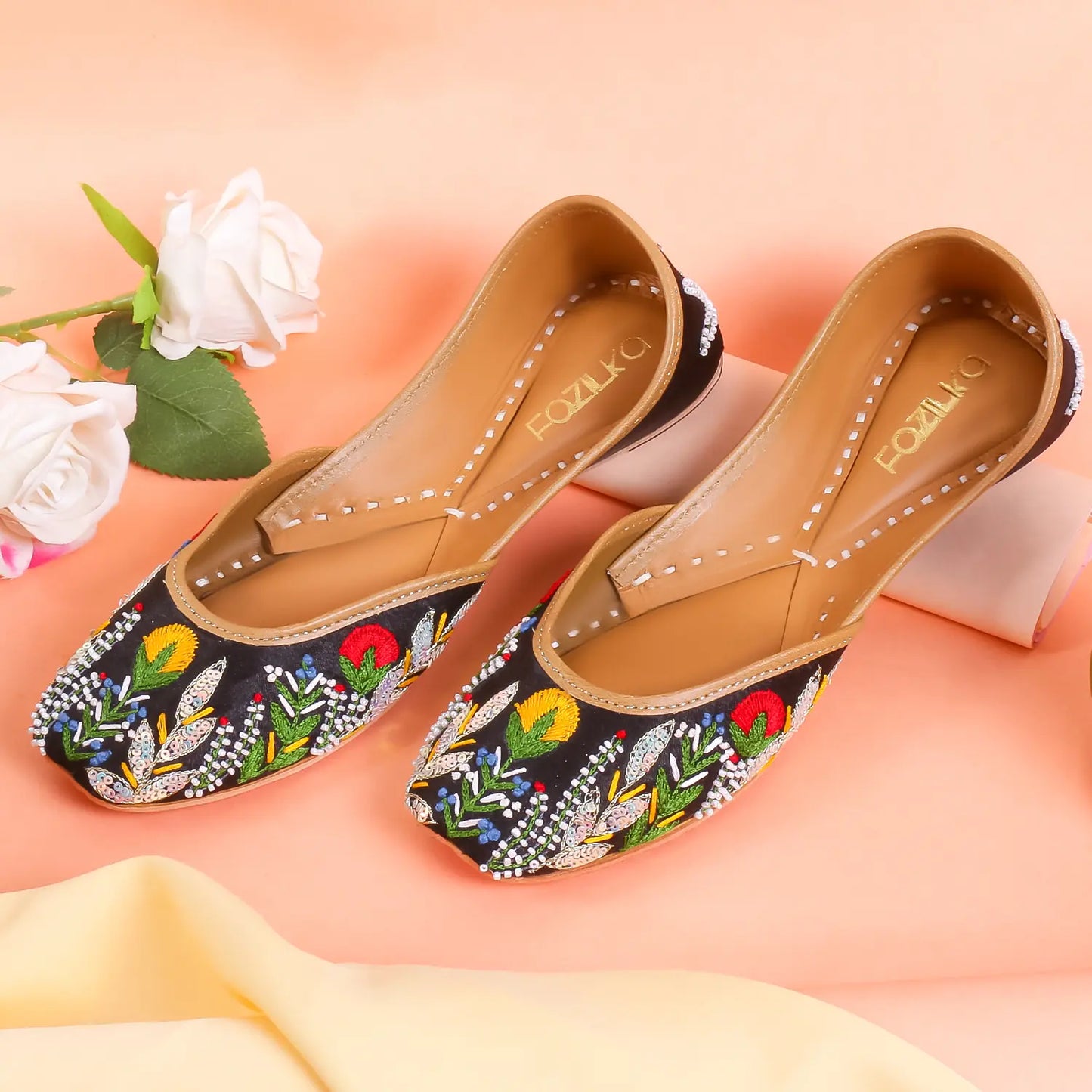 Midnight Garden Embroidered Juttis